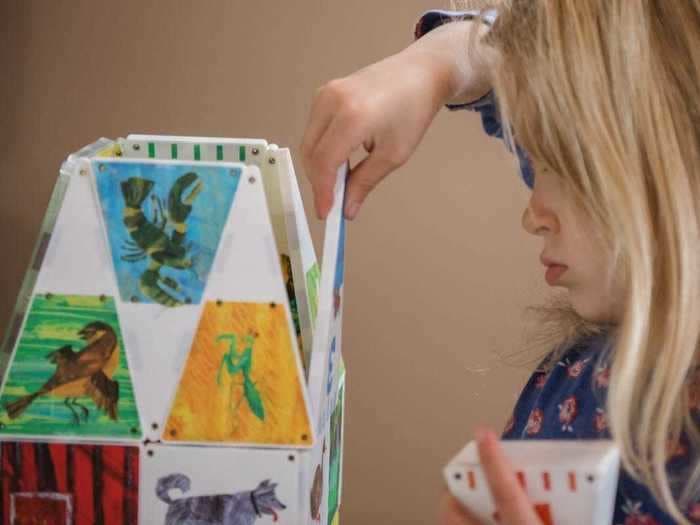 My kids enjoyed building scenes from Eric Carle's 'The Very Hungry Caterpillar' and other classic children's books with these special Magna-Tiles