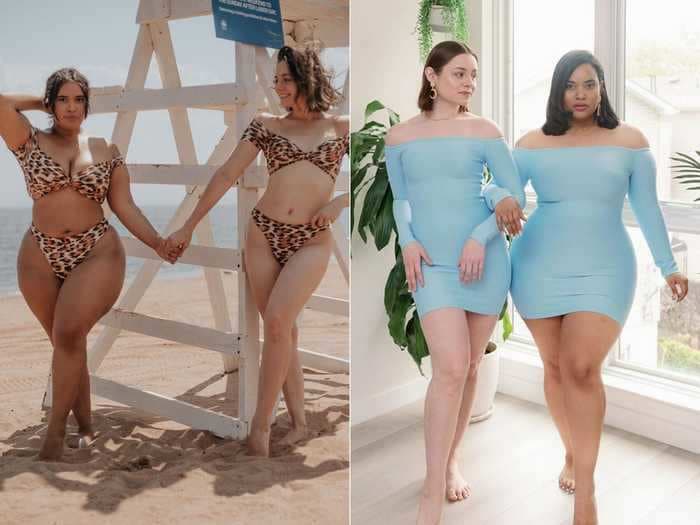 2 friends are sharing TikTok videos that show how the same outfit looks on their different body types