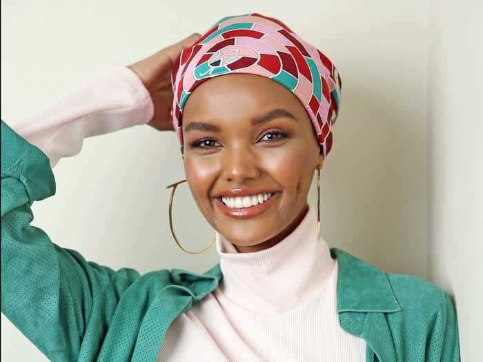 A model helped design a line of face masks for hijab-wearing frontline workers