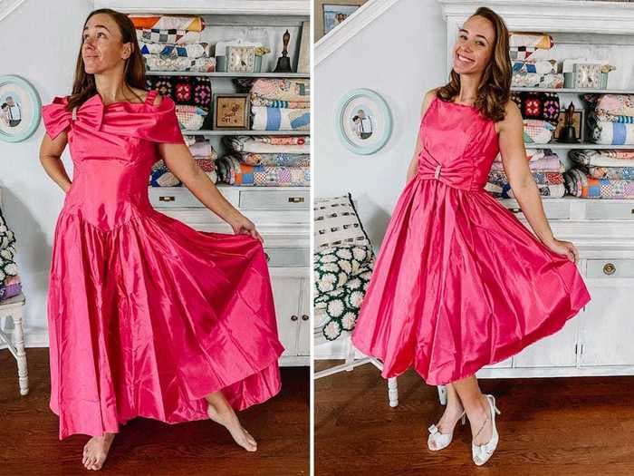 Before-and-after photos show how a seamstress transforms thrift store clothes