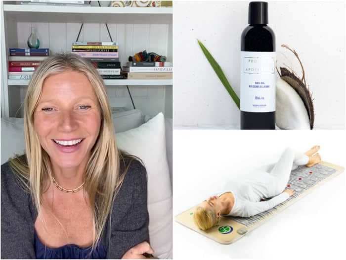 Gwyneth Paltrow shared her lockdown wellness routine which includes Ayurvedic eating, 'sex oil,' and a $1,049 gemstone heat therapy mat