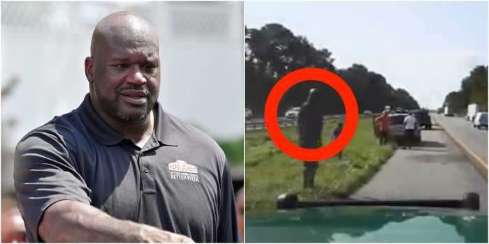 Shaquille O'Neal stopped at the side of the road to help a stranded motorist, then fist-bumped the police when they arrived