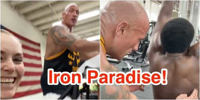 'Today, I became a man': The Rock schooled NHL all-star P.K. Subban and ski legend Lindsey Vonn in a workout at his 'Iron Paradise' gym