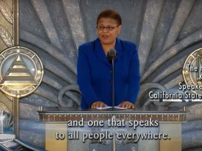 Joe Biden's vice presidential contender Rep. Karen Bass defended a resurfaced video in which she praises the Church of Scientology