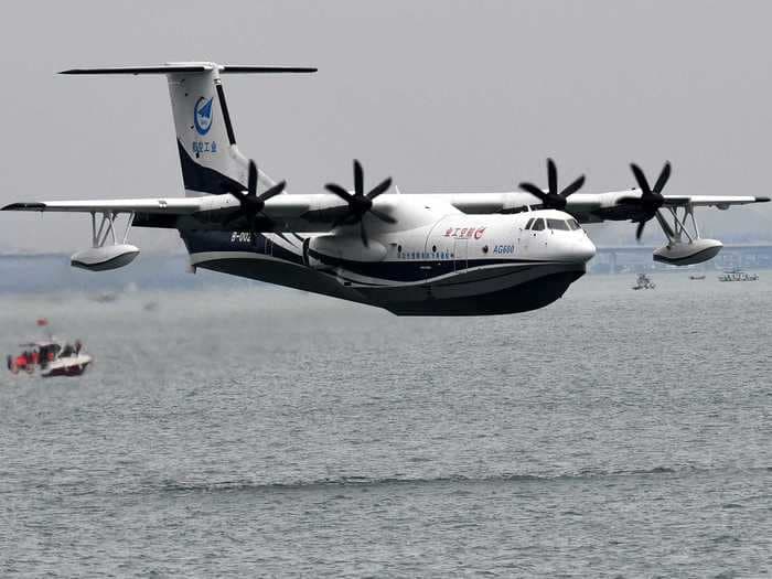 The world's largest floatplane that looks like remarkably like Howard Hughes' Spruce Goose just completed its first sea trial in China – take a look
