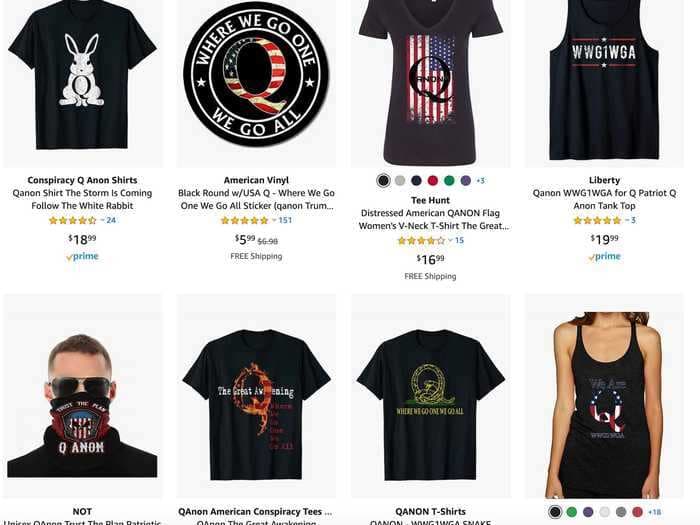 Amazon is chockfull of products promoting the far-right QAnon conspiracy theory even as fellow tech giants like Facebook, TikTok, Google, and Twitter crack down