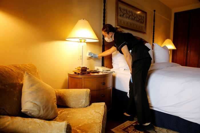 The risk of catching COVID-19 in a hotel room is very low if it's properly cleaned, experts say