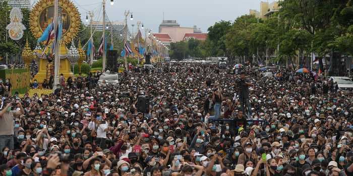 Pro-democracy protesters in Thailand are daring to challenge the untouchable monarchy, and mocking their king who is hiding away in Germany