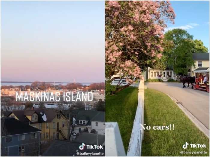 A woman who lives on a car-free island off the coast of Michigan is giving tours on TikTok that show how quaint it is