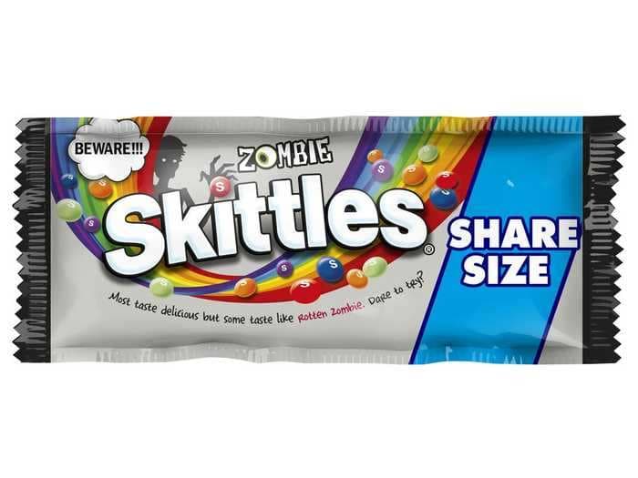 Skittles' Halloween pack includes a hidden 'rotten zombie' flavor that tastes 'disgusting'