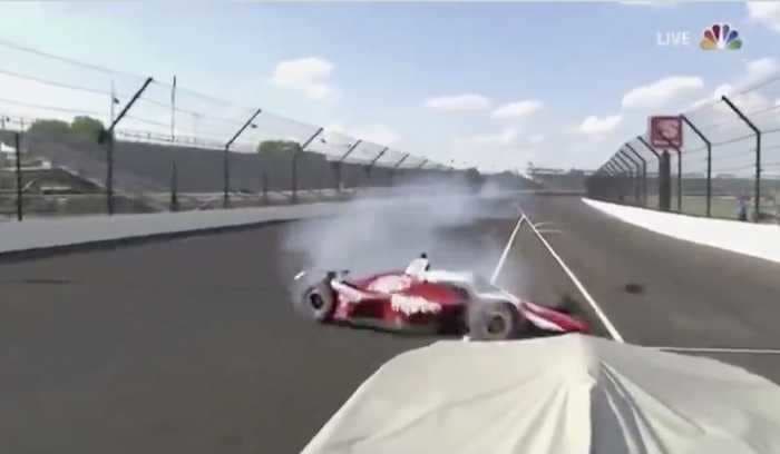 VIDEO: An Indy 500 driver was hospitalized after a horror crash that ended with a sickening thud into a safety barrier