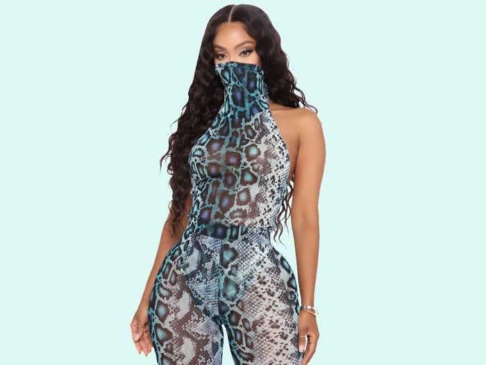 Fashion Nova's animal-print halter top with a built-in mask has rave reviews, but not everyone is sold