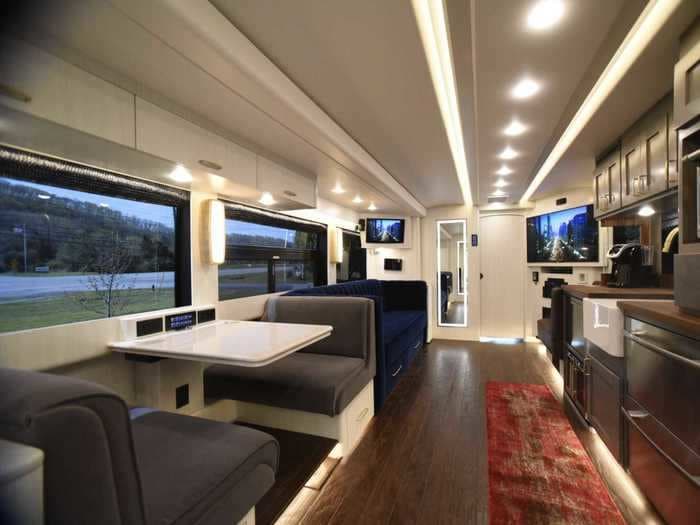 From recording studios to tanning beds, here are some of the wildest features in celebrity RVs