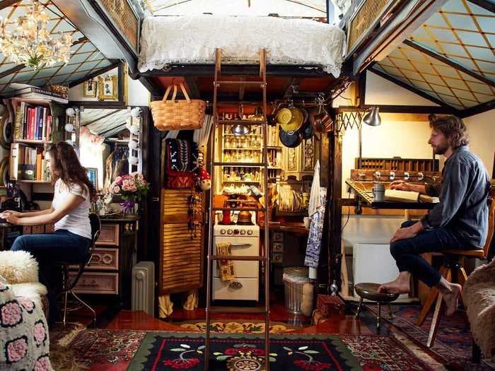 How one couple built a 300-square-foot expandable tiny house on just $25,000 using scraps from a film set and the town dump