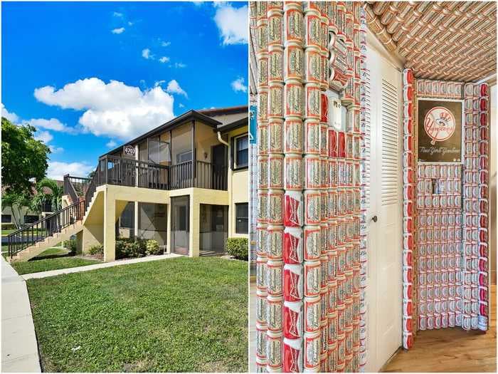 A Florida home has been dubbed the 'House of Budweiser' for its floor-to-ceiling beer cans that cover the interior