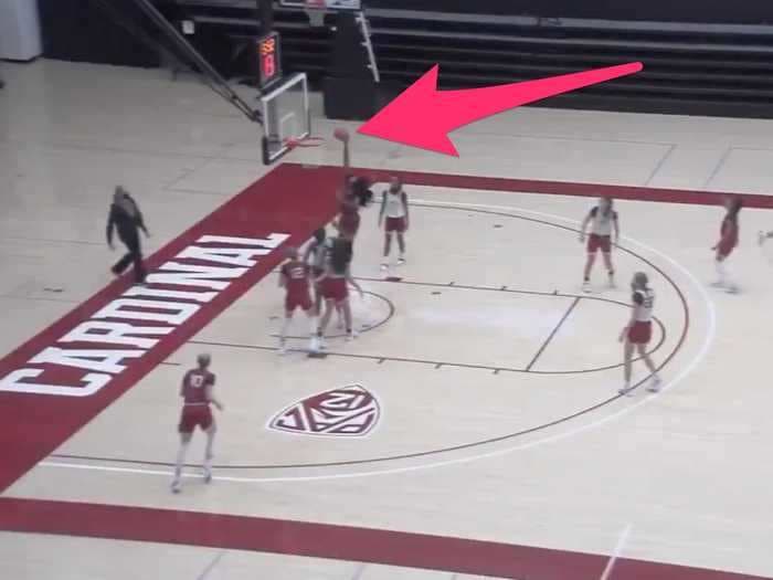 One of the few women's college basketball stars who can dunk threw down a casual slam during a scrimmage