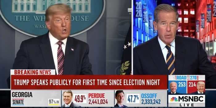 MSNBC stopped airing Trump false victory speech after 35 seconds — calling it 'dangerous' — while other networks aired all 15 minutes of it