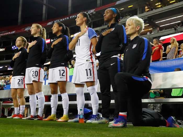 Megan Rapinoe suspects white people were angry that she kneeled in solidarity with Colin Kaepernick because they saw it as 'betraying their race'