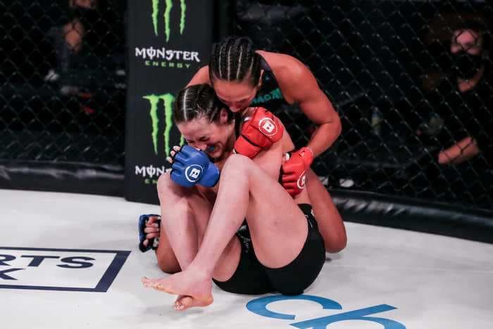 An American fighter destroyed her opponent with pinpoint striking and a rear-naked choke finish in a dominant 182-second win