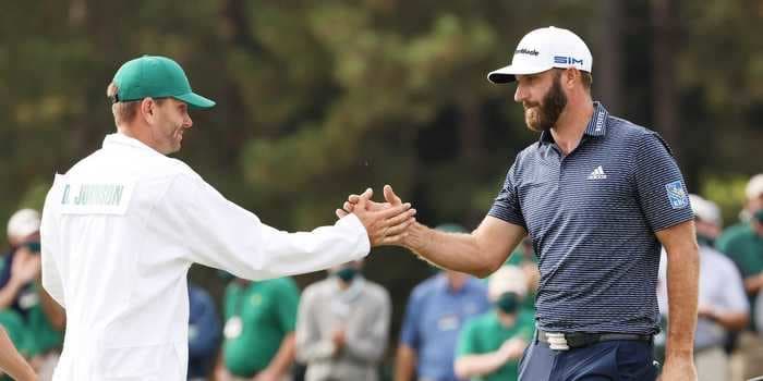 Dustin Johnson had to tell his younger brother caddying for him to stop crying on the final hole so he could wrap up the Masters