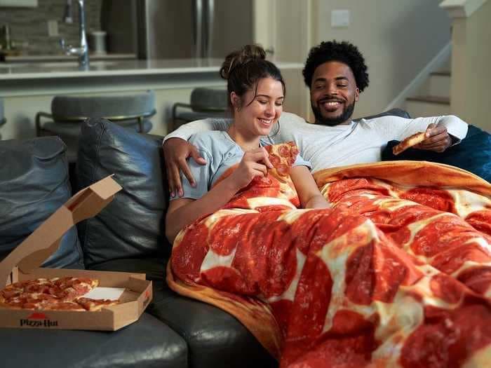 This is Pizza Hut's most expensive pizza yet: A $150 weighted blanket that looks just like its pan pepperoni classic