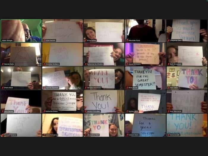 Viral TikTok video shows the moment 30 college students surprised their professor with a heartwarming thank-you message