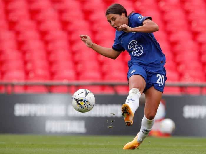 One of the world's top strikers scored her first hat trick for Chelsea but collided with a defender and was injured before her signature goal celebration