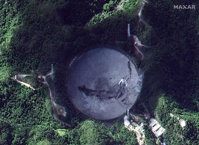 New satellite images show the Arecibo Observatory before and after its violent collapse in Puerto Rico