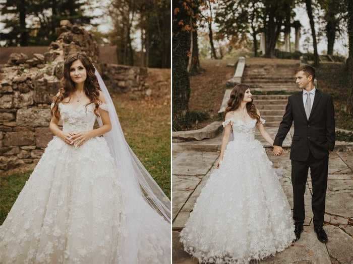 A bride found a wedding dress that looked just like the dream gown she sketched before shopping
