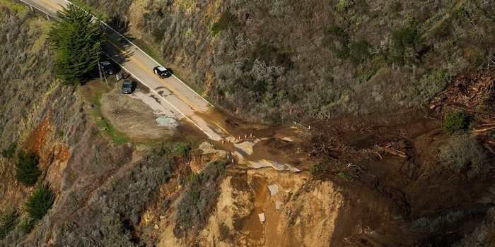A massive chunk of California's iconic Highway 1 near Big Sur collapsed into the Pacific after winter storm