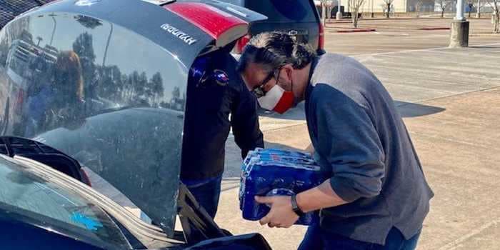 Ted Cruz is being mocked over photos showing him loading bottles of water into a car as he seeks to rebuild his reputation after the Cancun vacation debacle