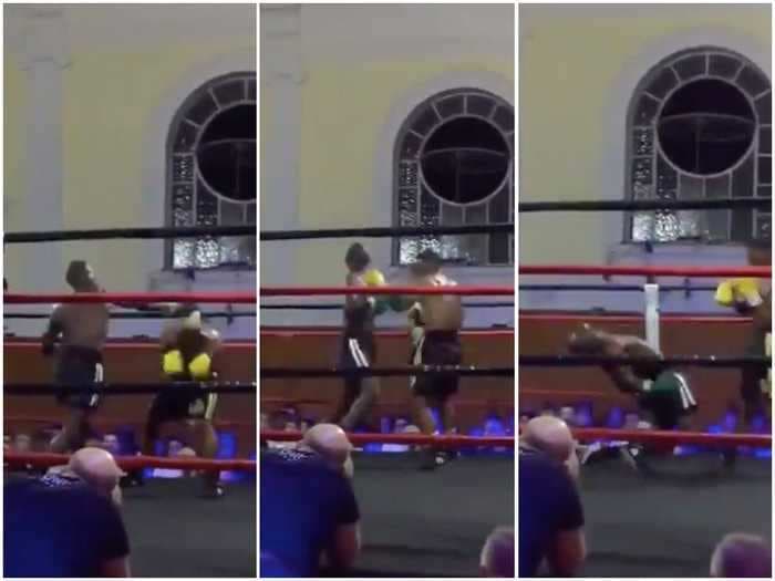 A boxing debutant bent his opponent backwards like he was made of rubber with a thunderous knockout punch