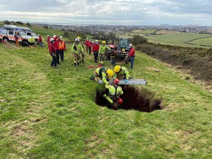 40ft deep sinkhole swallows farmer riding a quad bike