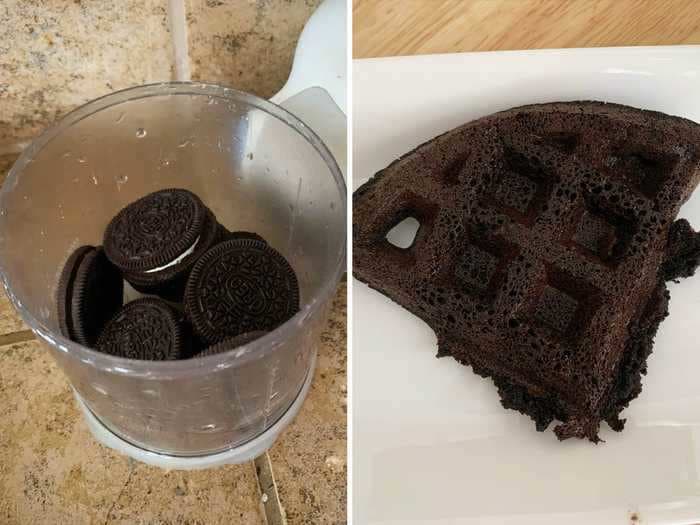 I made the 2-ingredient TikTok Oreo waffles, and they're like eating dessert for breakfast