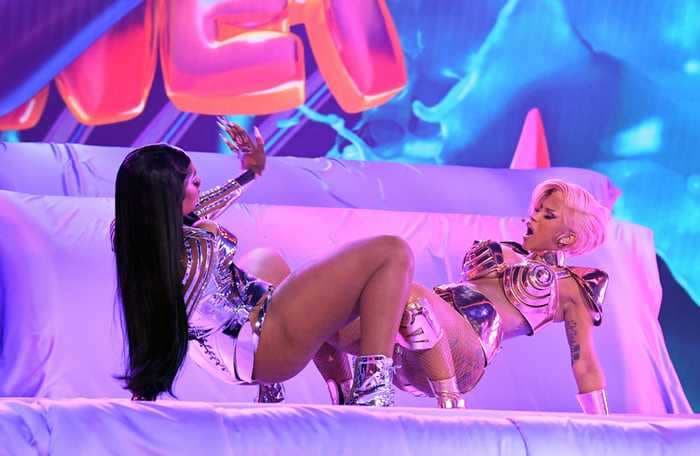 Watch Megan Thee Stallion and Cardi B's raunchy medley of 'Body,' 'Savage,' 'Up,' and 'WAP' at the Grammys