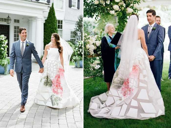 A bride traded in her traditional wedding dress for a gown with a more colorful skirt