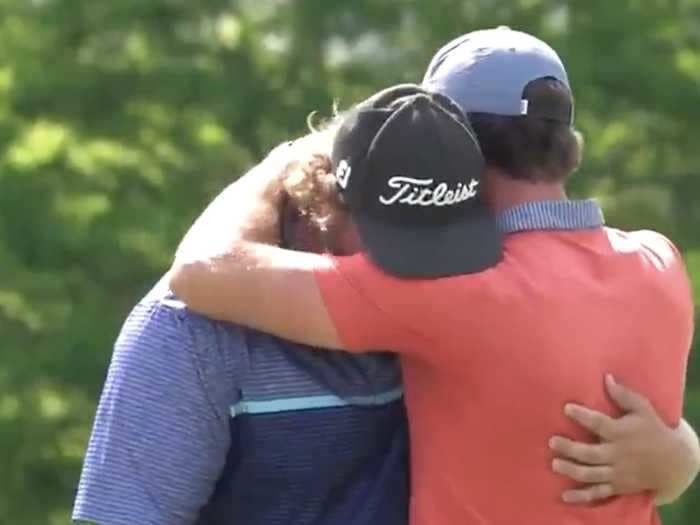 A 27-year-old American golfer broke down in tears while calling his father to tell him he qualified for his first PGA Tour event