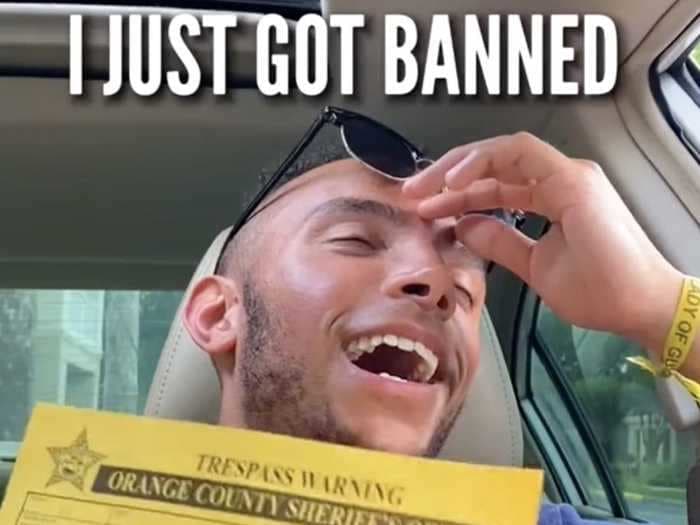 A TikToker known for controversial theme-park videos says he's been permanently barred from Disney World for trespassing
