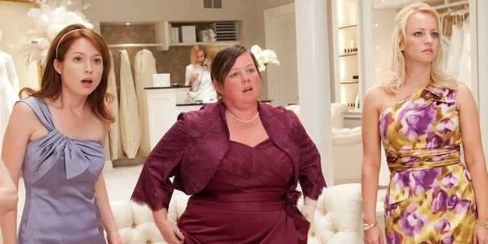 The famous 'Bridesmaids' dress fitting scene originally featured a dream sequence with Matt Damon chopping wood