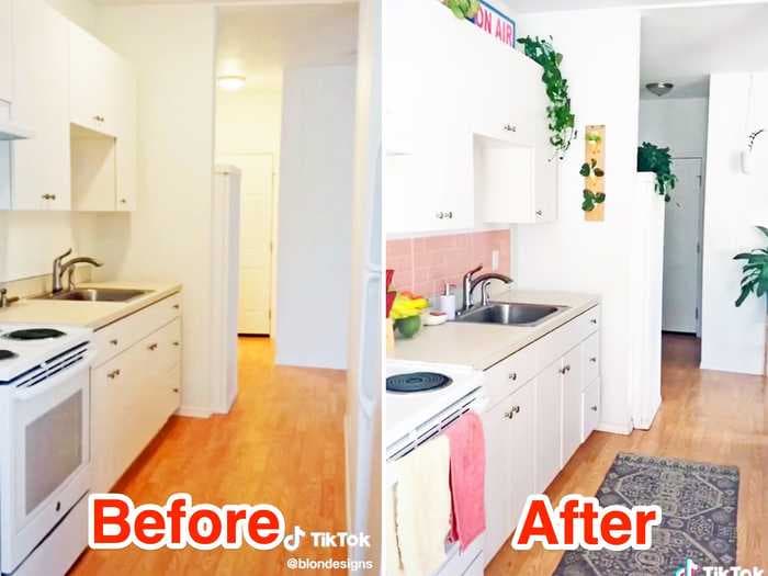 A TikToker shared a renter-friendly dollar-store hack to transform a kitchen backsplash for less than $25