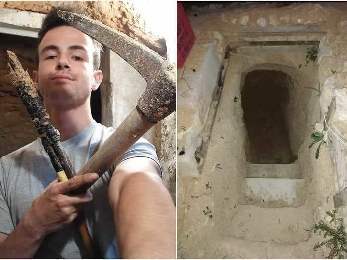 An angry teenager spent 6 years digging a hole after getting into a fight with his mom. Videos show how he transformed the dusty pit into an underground home.