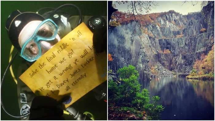 The world's first-ever underwater escape room involves scuba diving to the bottom of a flooded Welsh quarry