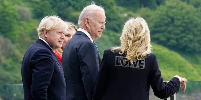 Jill Biden wore a black jacket with 'LOVE' on the back to symbolize unity ahead of the G7 summit