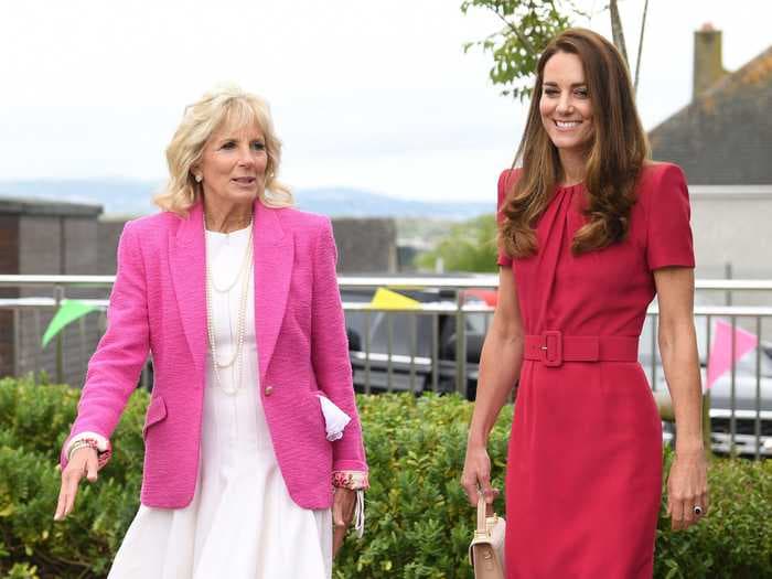 Jill Biden and Kate Middleton met for the first time during a visit to a school in Cornwall