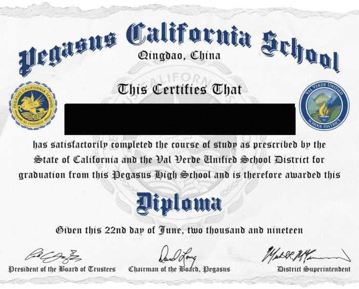 This public California school district bestowed diplomas to students at a private high school in China