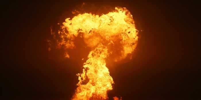 A massive fireball burst from the Caspian Sea near an oil field, likely caused by a 'mud volcano'