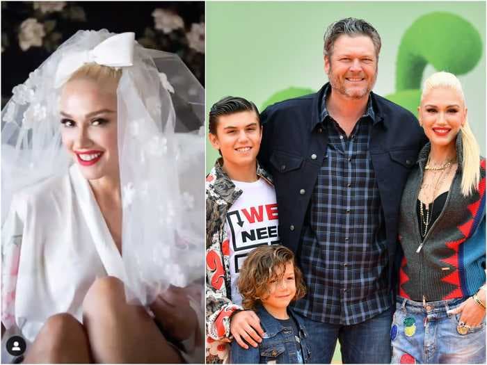 New photos show Gwen Stefani's wedding veil, which featured a heartfelt tribute to Blake Shelton and her children