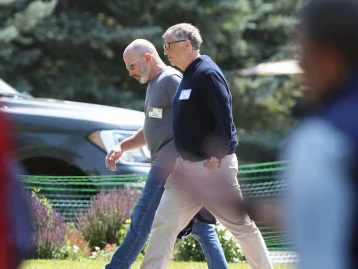 Bill Gates and Jeff Bezos photographed at the Sun Valley 'billionaire summer camp'