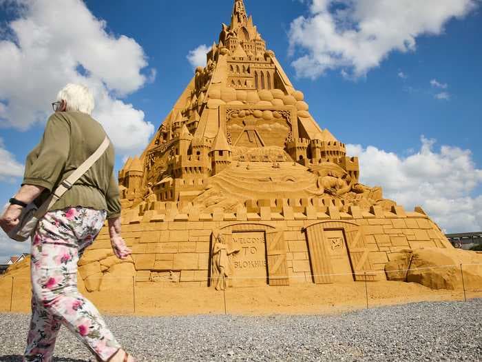 The world's tallest sandcastle, standing at 69 feet tall, was completed in Denmark