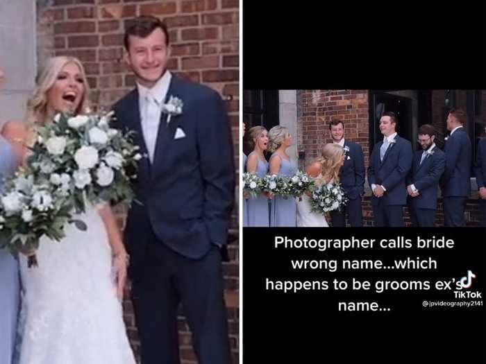 A wedding photographer accidentally called a bride by her groom's ex's name while taking photos of the couple